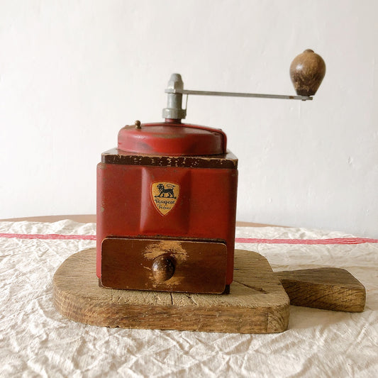 フランス プジョー社 アンティークコーヒーミル、コーヒーグラインダー レッド フランスアンティークキッチン雑貨 ブロカント 蚤の市