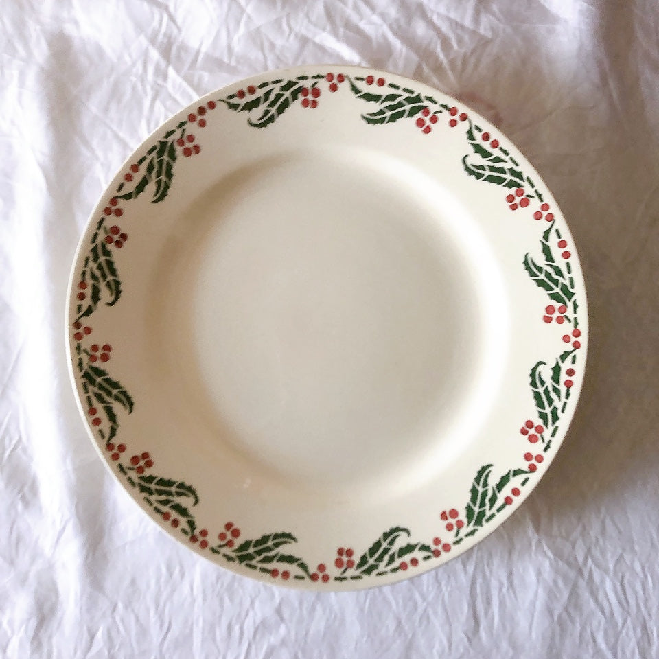 ご予約　フランスアンティーク クレイユモントロー HOUX　柊　ディナープレート　平皿 3枚セット　フランスアンティーク食器　ブロカント　蚤の市