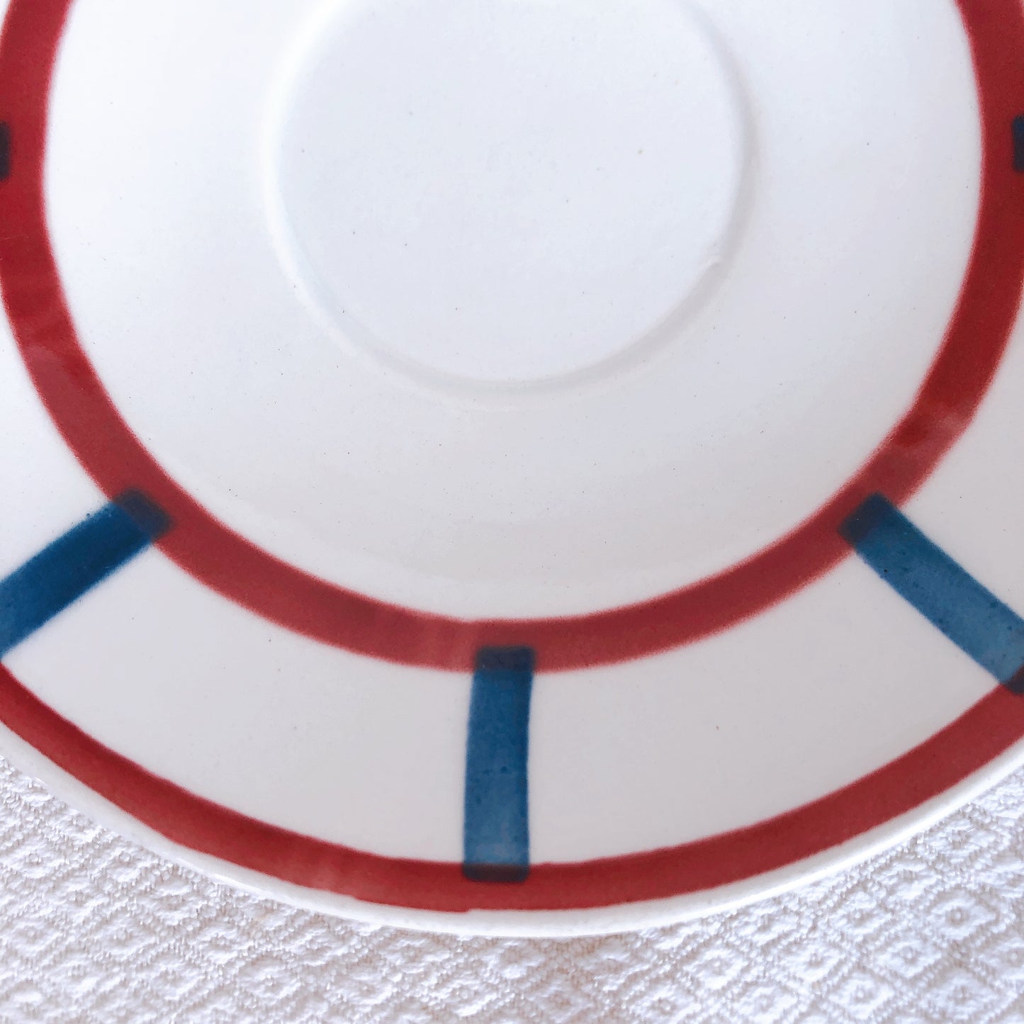 バドンヴィレー バスク柄 カップ＆ソーサー「レッド・ブルー」A フランスアンティーク・食器・皿・プレート ブロカント