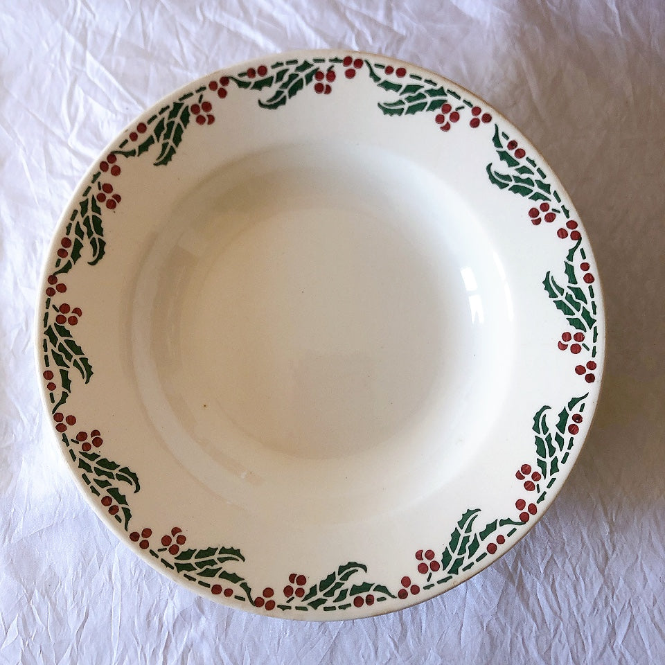 ご予約フランスアンティーク クレイユモントロー HOUX　柊　スーププレート・深皿 フランスアンティーク食器　ブロカント　蚤の市