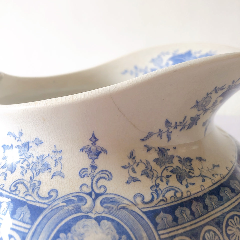 フランスアンティーク UCサルグミンヌ　パリジア　parisia ブルー ピッチャー ピシェ 水差し アンティーク食器 ブロカント 蚤の市