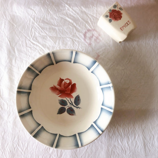 ディゴワンサルグミンヌ 『DAUPHIN 』 花柄キャロットプレート・深皿 フランスアンティーク食器　ブロカントアンティーク　蚤の市