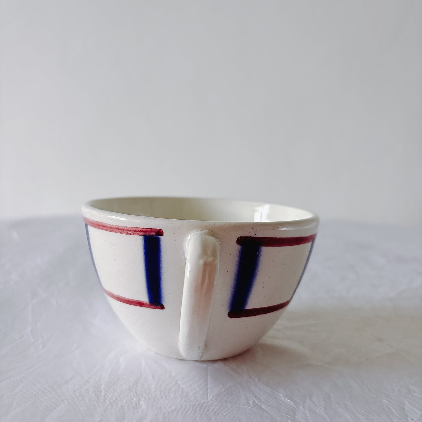 ディゴワンサルグミンヌ バスク柄 コーヒーカップ 200ml『ルージュ・マリン』 フランスアンティーク食器 蚤の市　ブロカント　バスク柄食器