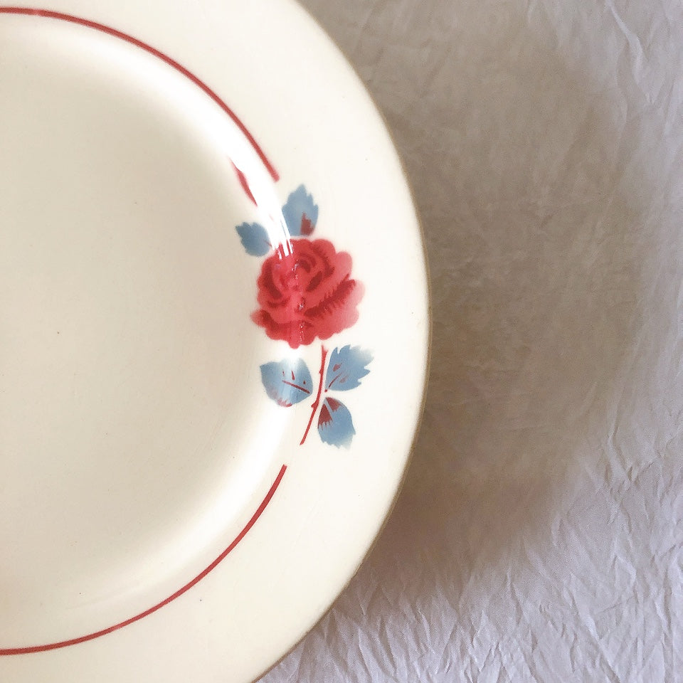 フランスアンティーク　バドンヴィレー　バラ柄ディナープレート　平皿　フランスアンティーク食器 ブロカントアンティーク 蚤の市