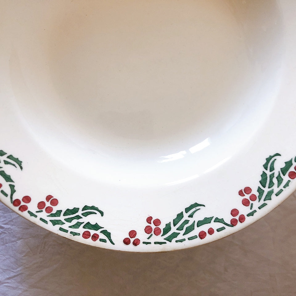 ご予約フランスアンティーク クレイユモントロー HOUX　柊　スーププレート・深皿 フランスアンティーク食器　ブロカント　蚤の市