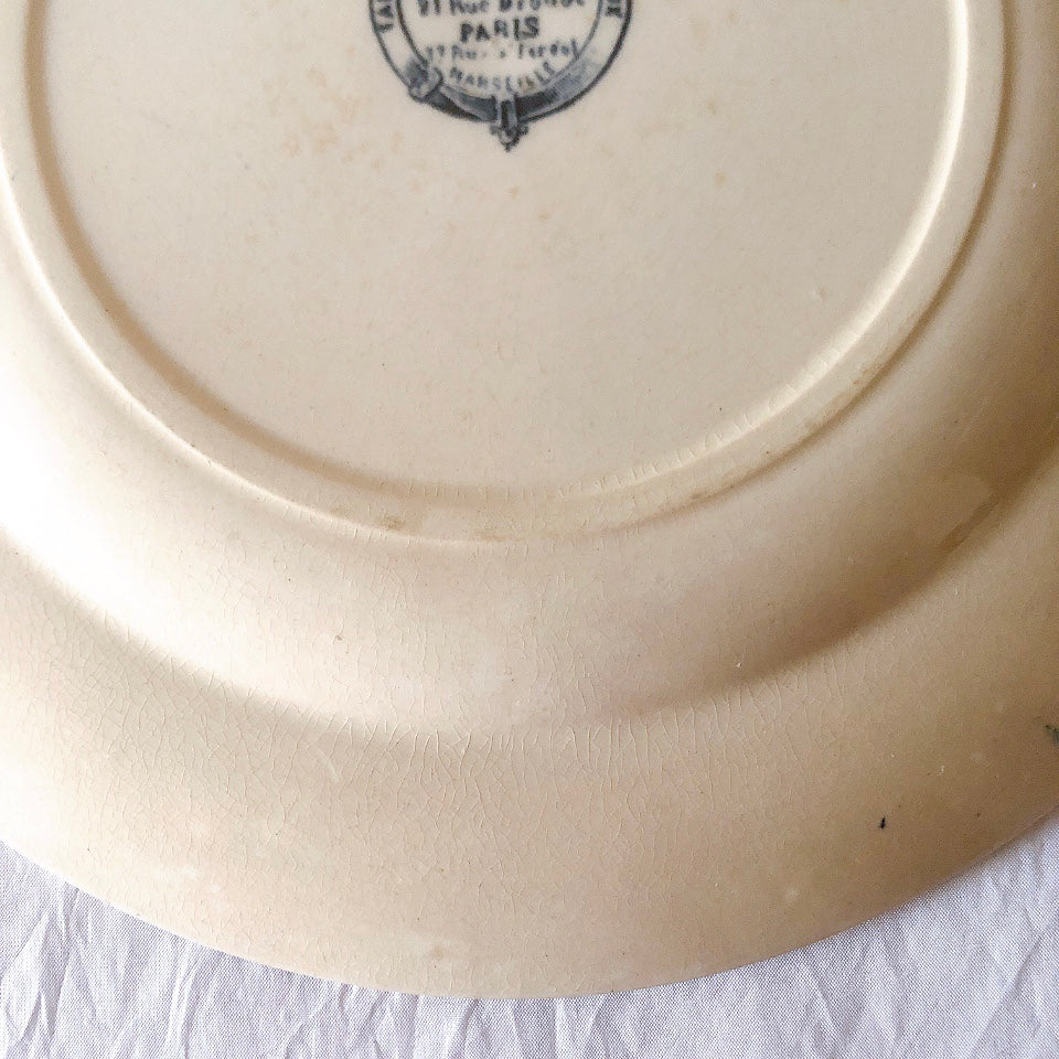 フランスアンティーク  GRAND DEPOT E.Bourgeois グランデポ エミールブルジョワ　蝶鳥柄　ディナープレート 平皿 フランスアンティーク食器 ブロカント 蚤の市