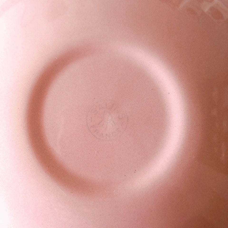 サラン SALINS 花リムカップアンドソーサー　ピンクドット柄　フランスアンティーク食器 フランス蚤の市・ブロカント