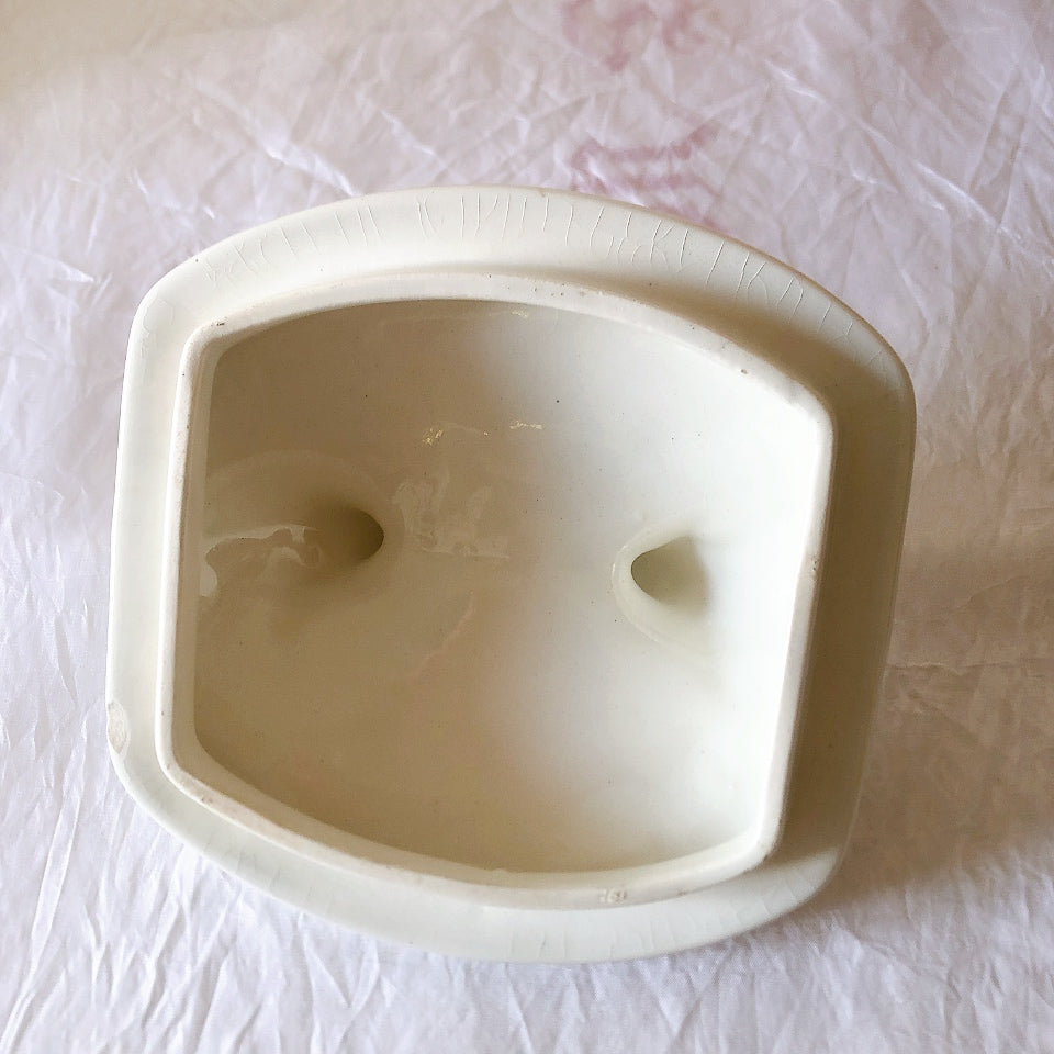 フランスアンティーク サンタマン バスク柄陶器キャニスター 「イエロー・ブルー」 フランスアンティーク食器　ブロカント　蚤の市