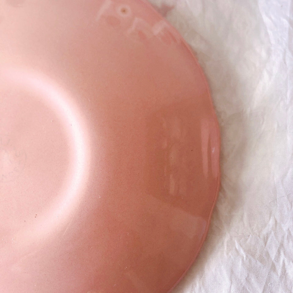 サラン SALINS 花リムカップアンドソーサー　ピンクドット柄　フランスアンティーク食器 フランス蚤の市・ブロカント