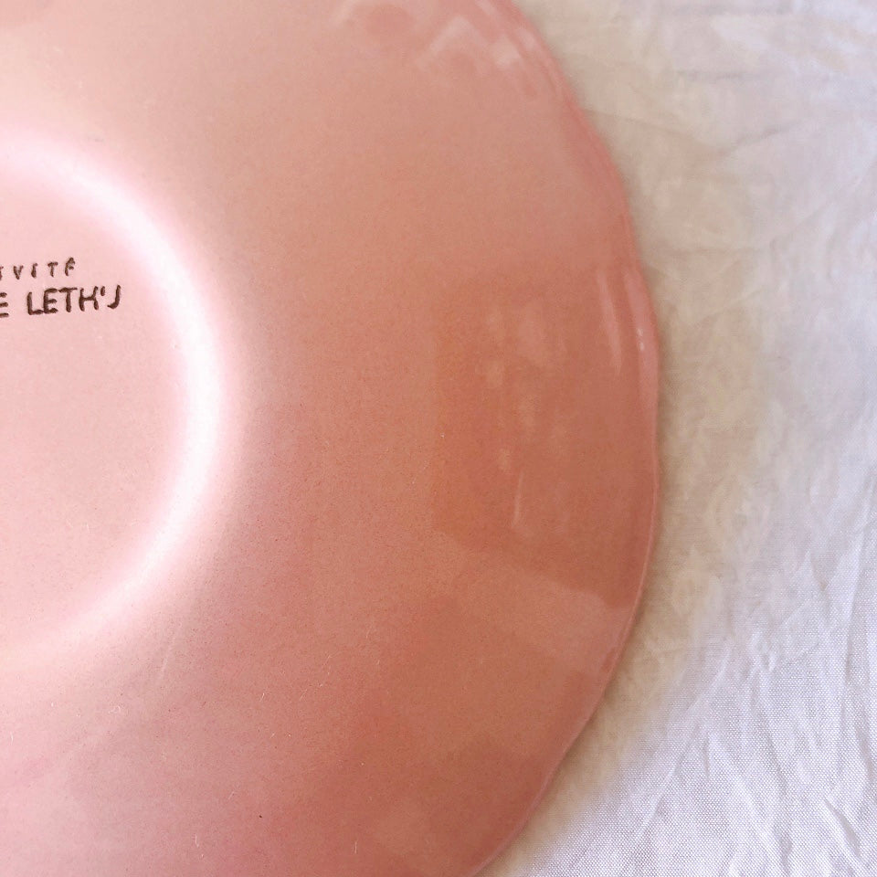 サラン SALINS 花リムカップアンドソーサー　ピンクドット柄　フランスアンティーク食器 フランス蚤の市・ブロカント