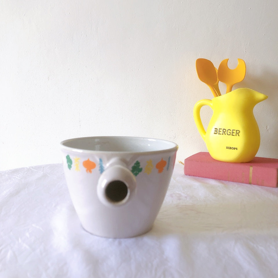 フランス　ルクルーゼ ヴィンテージ フォンデュ鍋 片手鍋蓋つき フランスアンティーク　ブロカント　蚤の市