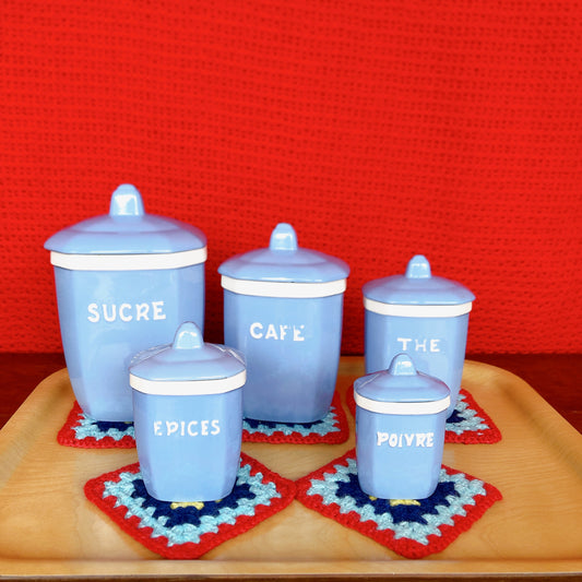 フランスアンティーク ディゴワンサルグミンヌ 陶器キャニスター 5点セット フランスアンティーク食器 ブロカント 蚤の市