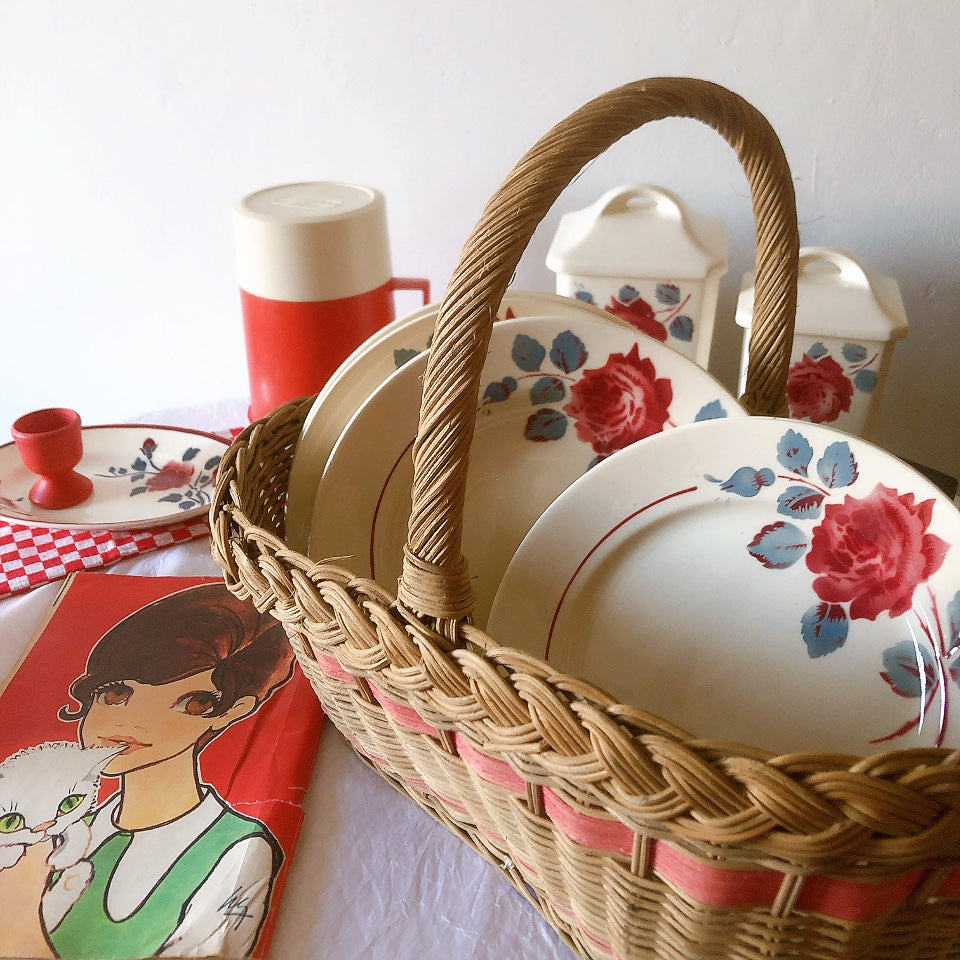 フランスアンティーク　バドンヴィレー　バラ柄スーププレート　深皿　フランスアンティーク食器 ブロカントアンティーク 蚤の市