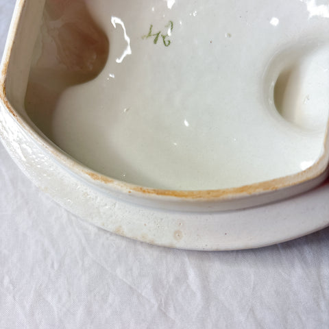 クレイユエモントロー  HBCM Béarn バスク柄 陶器キャニスター 「赤x青 」フランスアンティーク　ブロカント　蚤の市