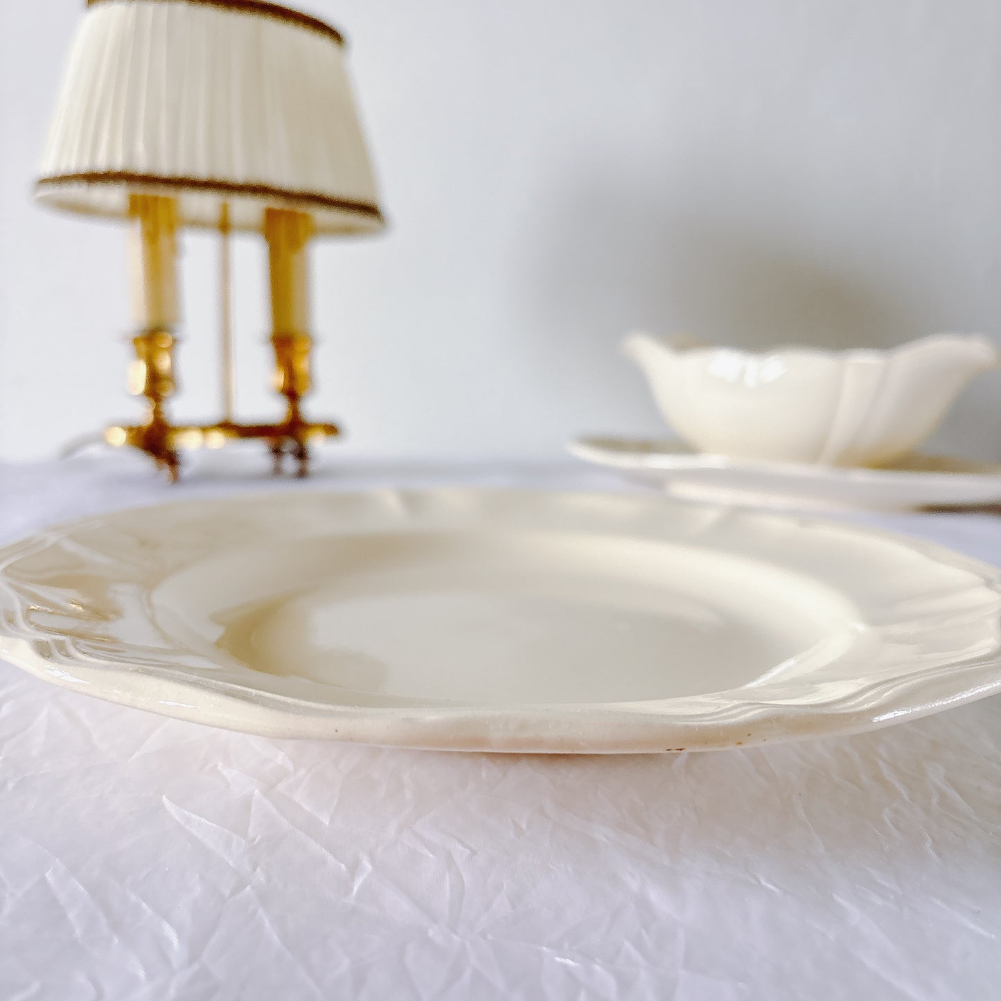 フランス ディゴワン＆サルグミンヌ 花リム ディナープレート 平皿 フランスアンティーク食器 ブロカント　蚤の市