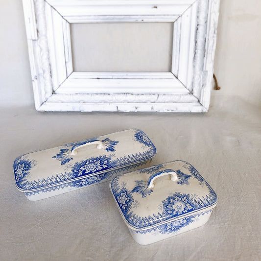 U&Cサルグミンヌ ”GERANIUM” ジャルディ二エール ソープディッシュ&トゥースブラシディッシュセット フランスアンティーク食器 ブロカント 蚤の市