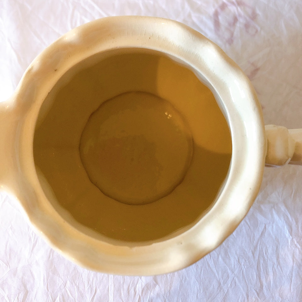 ディゴワンサルグミンヌ Digoin＆sarreguemines 花リム ティー/コーヒーポット フランスアンティーク食器 フランス蚤の市・ブロカント