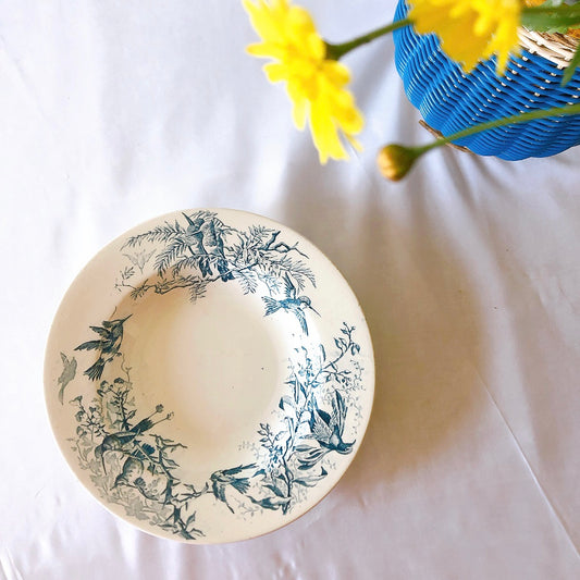 リュネヴィル "COLIBRI"シリーズ 鳥柄 クルーズプレート 深皿 フランスアンティーク食器 蚤の市 ブロカントアンティーク