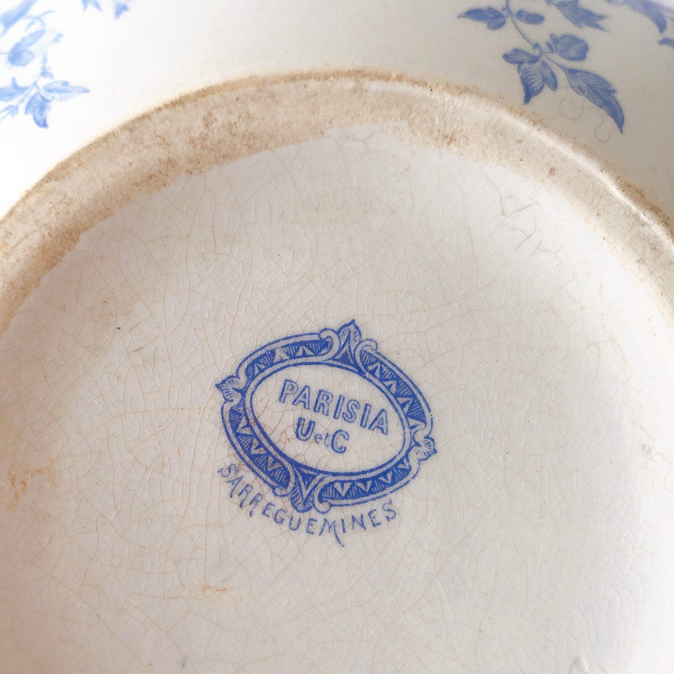 フランスアンティーク UCサルグミンヌ　パリジア　parisia ブルー ピッチャー ピシェ 水差し アンティーク食器 ブロカント 蚤の市