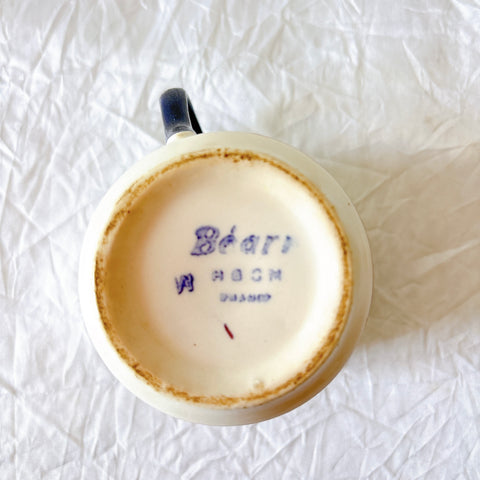 クレイユモントロー HBCM Béarn バスク柄 カップ＆ソーサー「レッドーｘブルー」フランスアンティーク食器 ブロカント 蚤の市
