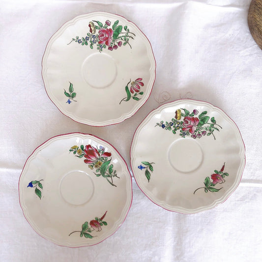 リュネヴィル " Réverbère"シリーズ ソーサー 小皿 デザート皿 3点セット B フランスアンティーク食器 蚤の市 ブロカント