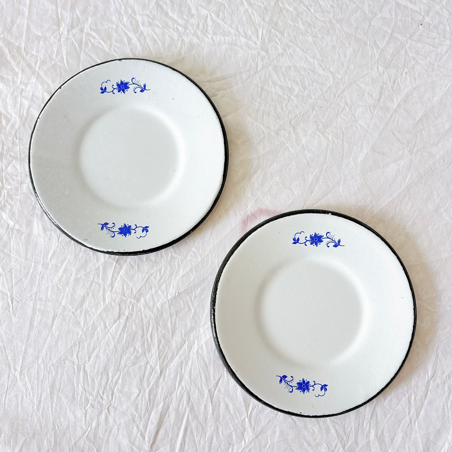 フランスアンティーク ホーロー製ミニチュア食器セット（ディネット） 青花柄 小鍋・カップ＆ソーサー・パッソワール