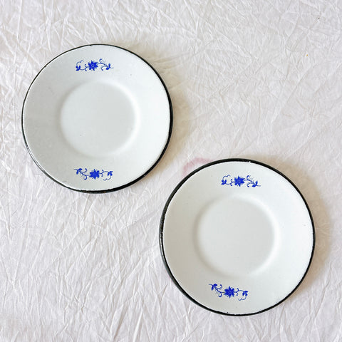 フランスアンティーク ホーロー製ミニチュア食器セット（ディネット） 青花柄 小鍋・カップ＆ソーサー・パッソワール