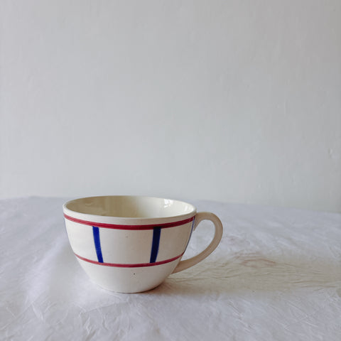 ディゴワンサルグミンヌ バスク柄 コーヒーカップ 200ml『ルージュ・マリン』 フランスアンティーク食器 蚤の市　ブロカント　バスク柄食器