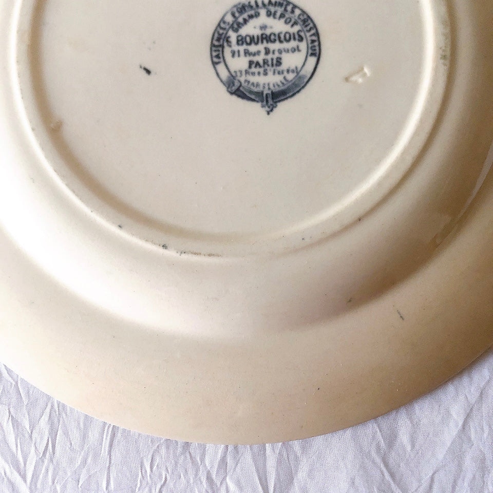 フランスアンティーク  GRAND DEPOT E.Bourgeois グランデポ エミールブルジョワ　蝶鳥柄　ディナープレート 平皿 フランスアンティーク食器 ブロカント 蚤の市