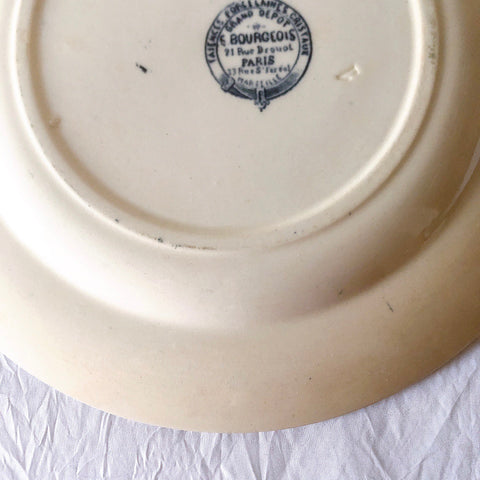 フランスアンティーク  GRAND DEPOT E.Bourgeois グランデポ エミールブルジョワ　蝶鳥柄　ディナープレート 平皿 フランスアンティーク食器 ブロカント 蚤の市