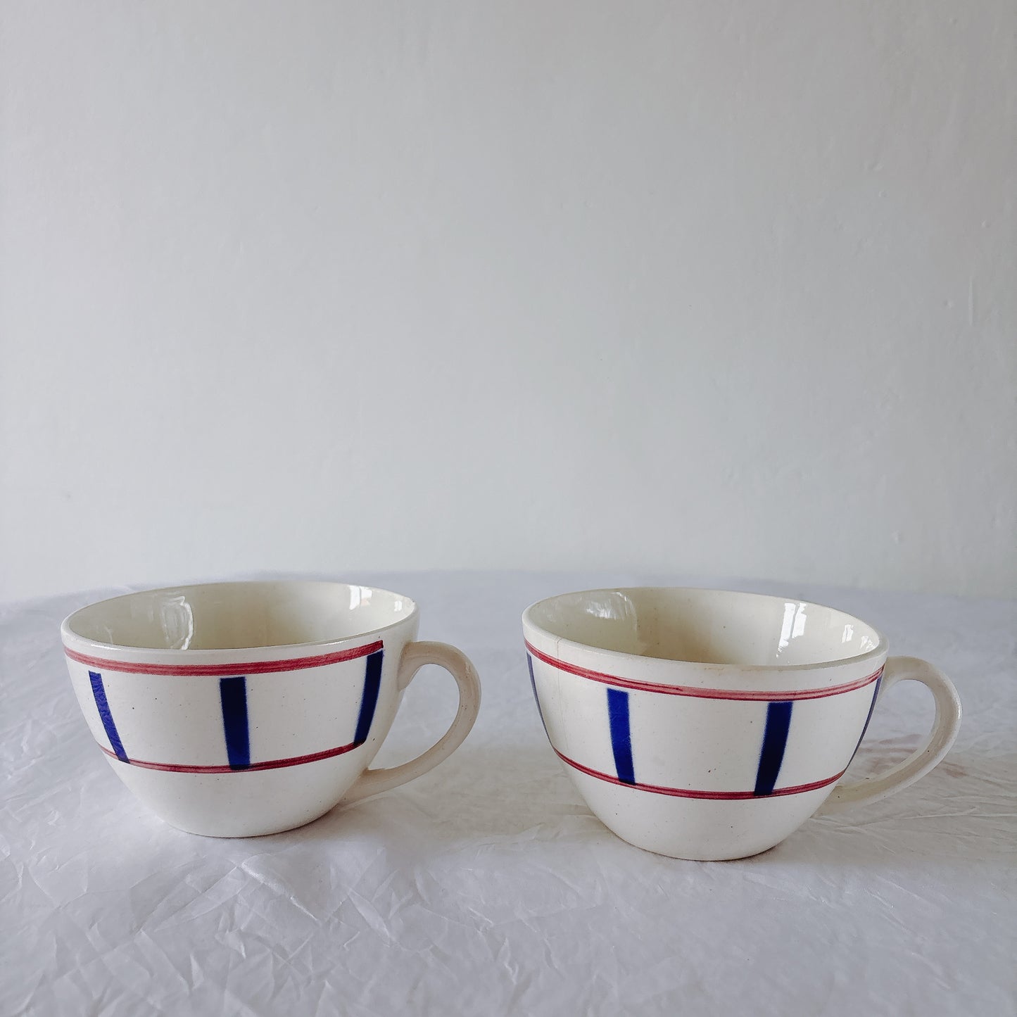 ディゴワンサルグミンヌ バスク柄 コーヒーカップ 200ml『ルージュ・マリン』 フランスアンティーク食器 蚤の市　ブロカント　バスク柄食器