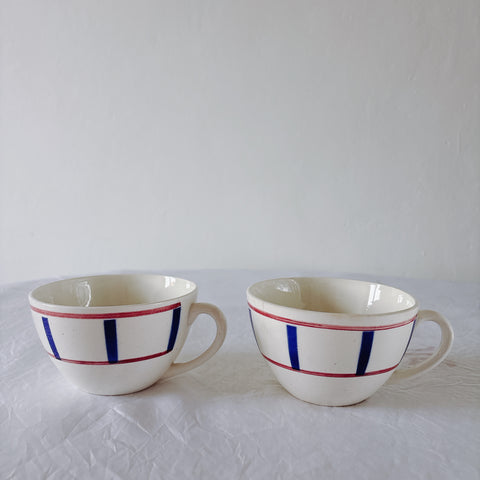 ディゴワンサルグミンヌ バスク柄 コーヒーカップ 200ml『ルージュ・マリン』 フランスアンティーク食器 蚤の市　ブロカント　バスク柄食器