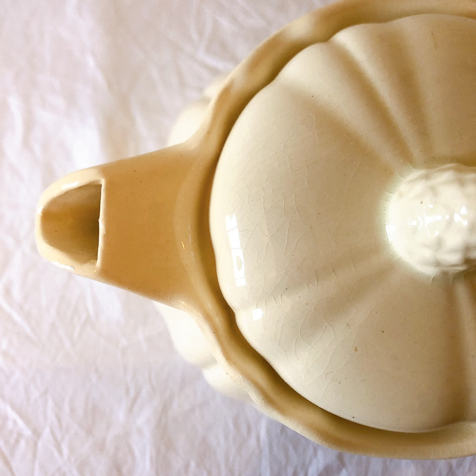 ディゴワンサルグミンヌ Digoin＆sarreguemines 花リム ティー/コーヒーポット フランスアンティーク食器 フランス蚤の市・ブロカント