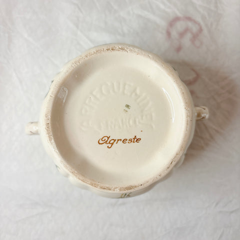 ディゴワンサルグミンヌ Digoin＆sarreguemines アグレスト シュガーポット　シュクリエ　フランスアンティーク食器 フランス蚤の市・ブロカント
