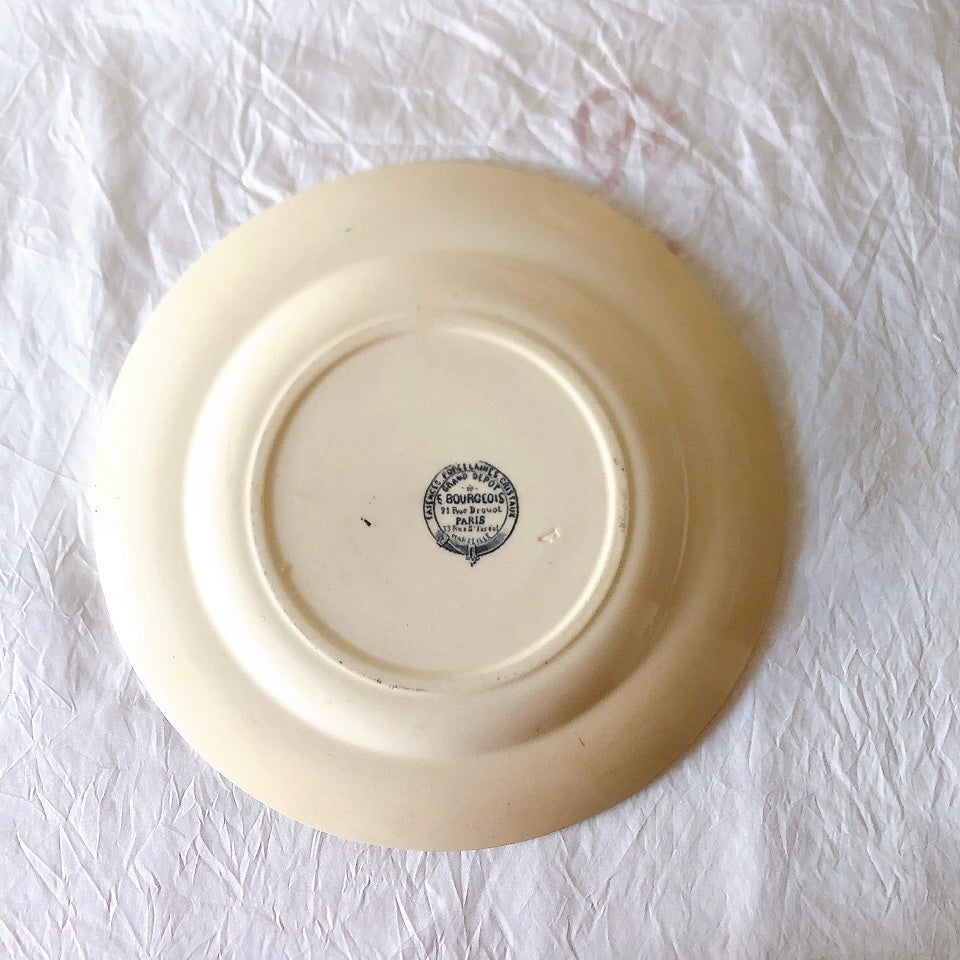 フランスアンティーク  GRAND DEPOT E.Bourgeois グランデポ エミールブルジョワ　蝶鳥柄　ディナープレート 平皿 フランスアンティーク食器 ブロカント 蚤の市