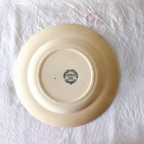 フランスアンティーク  GRAND DEPOT E.Bourgeois グランデポ エミールブルジョワ　蝶鳥柄　ディナープレート 平皿 フランスアンティーク食器 ブロカント 蚤の市