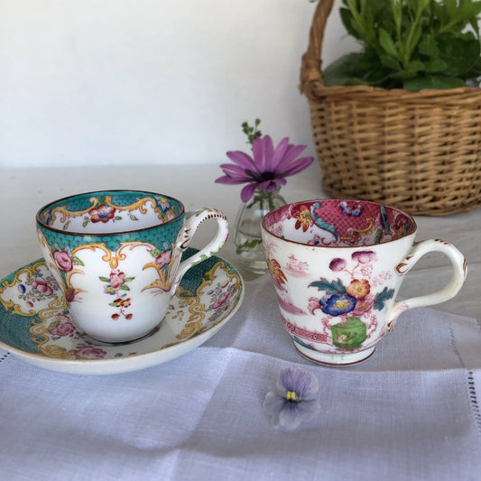 ミントン&サルグミンヌミントン カップアンドソーサー3点セット フランスアンティーク食器 蚤の市 ブロカント