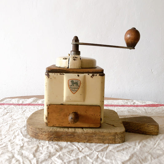 フランス プジョー社 アンティークコーヒーミル、コーヒーグラインダー ホワイト フランスアンティークキッチン雑貨 ブロカント 蚤の市