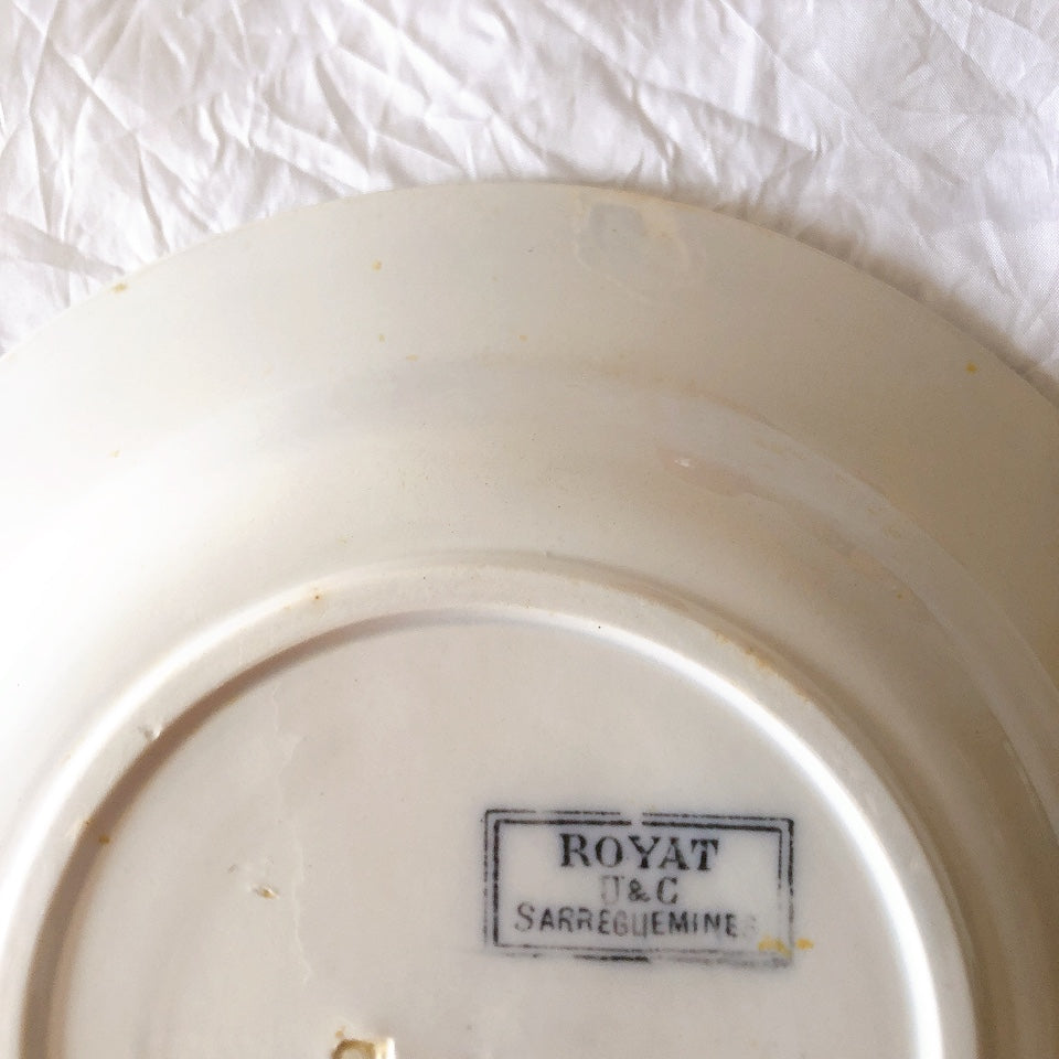 フランスアンティーク U＆Cサルグミンヌ スーププレート 深皿 ”ROYAT” ロワイヤ フランスアンティーク食器　ブロカント　蚤の市
