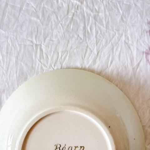 クレイユモントロー HBCM Béarn バスク柄 カップ＆ソーサー「レッドーｘブルー」フランスアンティーク食器 ブロカント 蚤の市