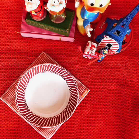 ディゴワンサルグミンヌ Digoin&sarregumines スーププレート/深皿 ”JACQUOT” レッド フランスアンティーク食器 ブロカント 蚤の市