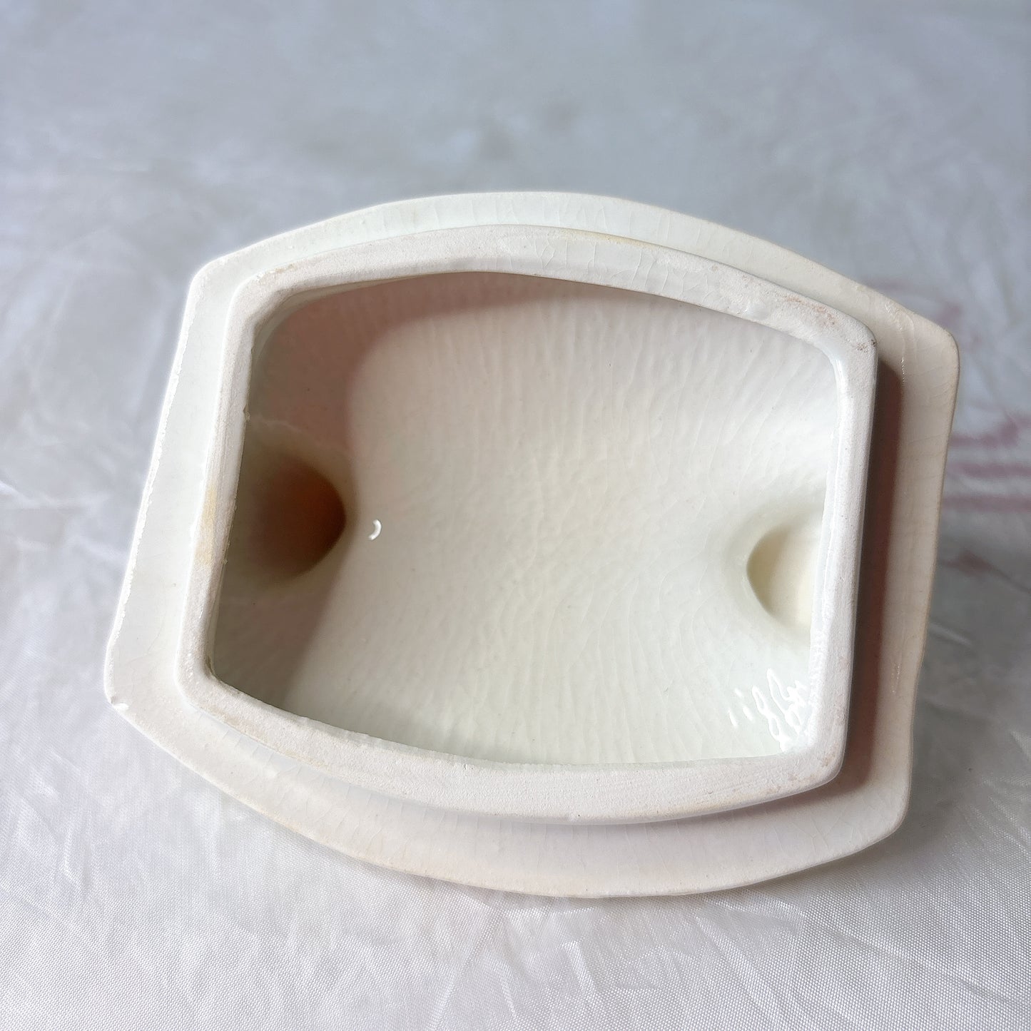 クレイユエモントロー  HBCM Béarn バスク柄 陶器キャニスター 「赤x青 」フランスアンティーク　ブロカント　蚤の市