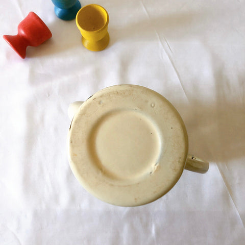 フランスアンティーク　ホーロー製ポット／カフェティエール　コーヒーポット　白xブルー柄　フランスアンティーク・ビンテージ雑貨　ブロカント　蚤の市