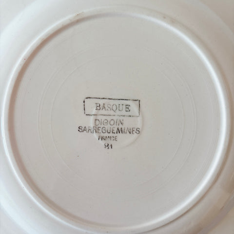 ディゴワンサルグミンヌ 『BASQUE』バスク柄 デイナープレート フランスアンティーク食器 フランス蚤の市　ブロカント 　バスクアンティーク
