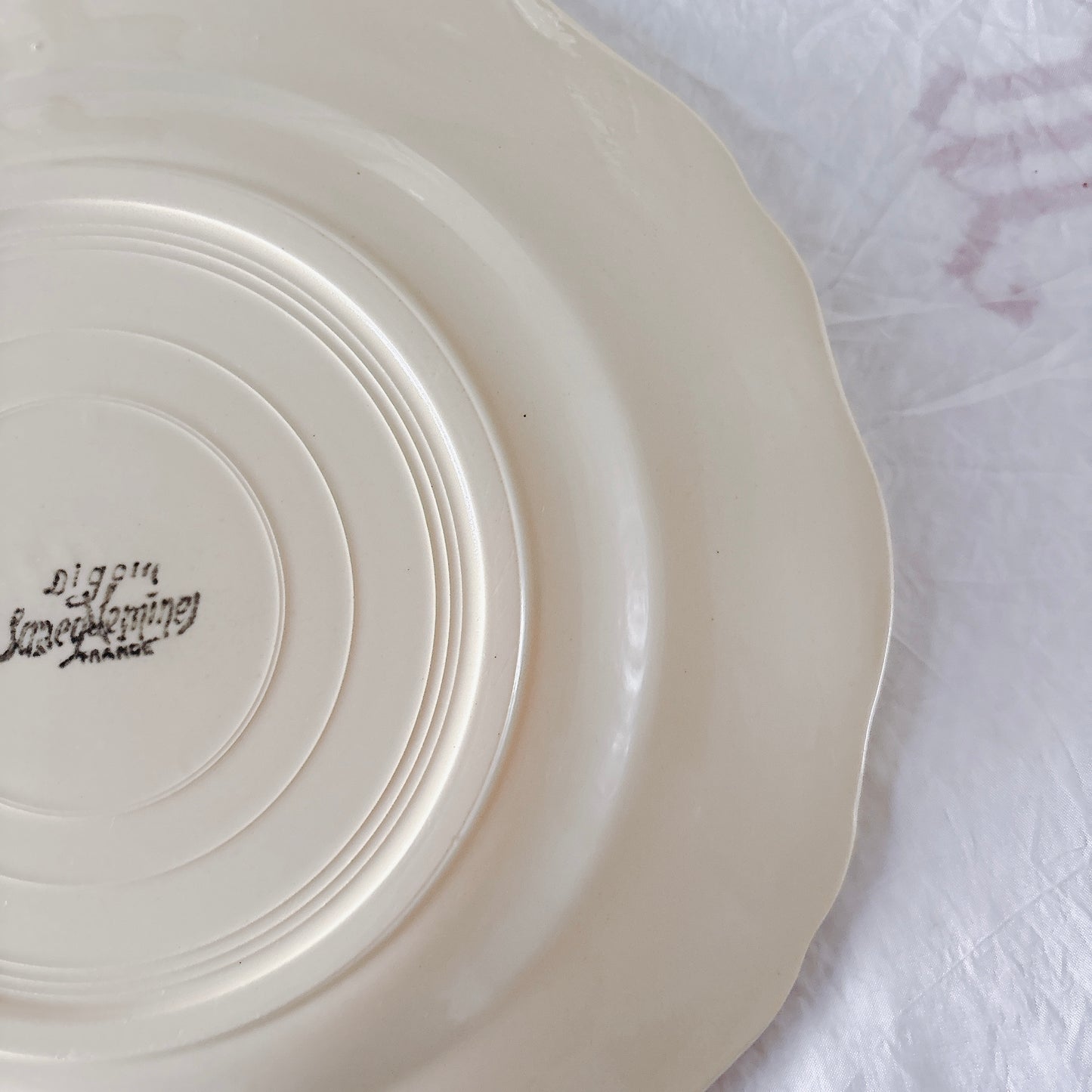 フランス ディゴワン＆サルグミンヌ 花リム ディナープレート 平皿 フランスアンティーク食器 ブロカント　蚤の市