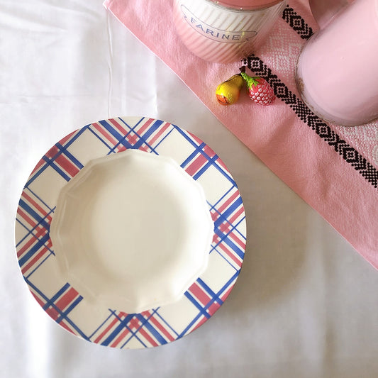 クレイユエモントロー HBCM ECOSSAIS スーププレート/深皿 C フランスアンティーク食器 ブロカントアンティーク 蚤の市