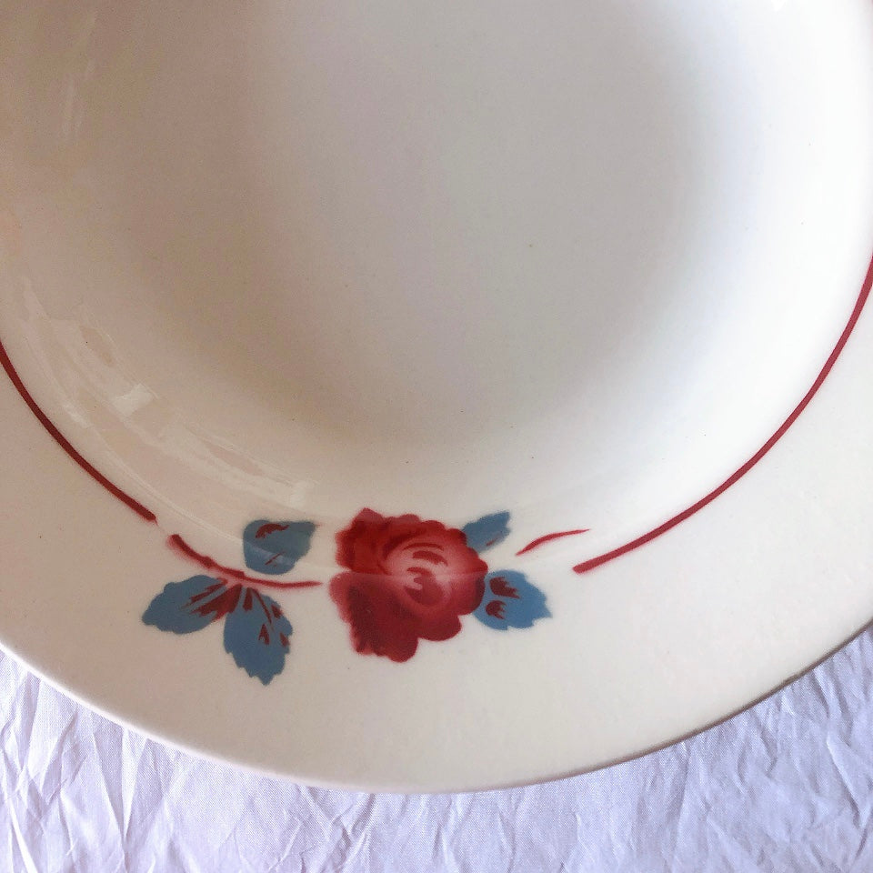 フランスアンティーク　バドンヴィレー　バラ柄スーププレート　深皿　フランスアンティーク食器 ブロカントアンティーク 蚤の市