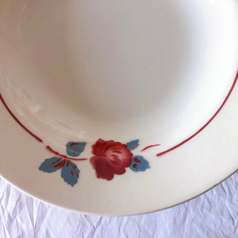 フランスアンティーク　バドンヴィレー　バラ柄スーププレート　深皿　フランスアンティーク食器 ブロカントアンティーク 蚤の市