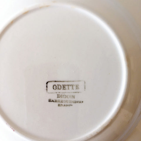 ディゴワンサルグミンヌ Digoin&sarregumines ”ODETTE” 深皿  D 赤　フランスアンティーク食器　ブロカント　蚤の市