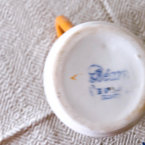 クレイユモントロー HBCM Béarn バスク柄 ミルクポット「イエロー・ブルー」フランスアンティーク食器 ブロカントアンティーク　蚤の市